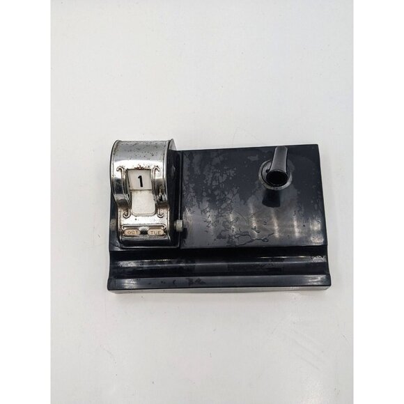 Vintage Perpetual Calendar Pen Holder Office Desk Top Black 6" x 4" - Picture 2 of 8